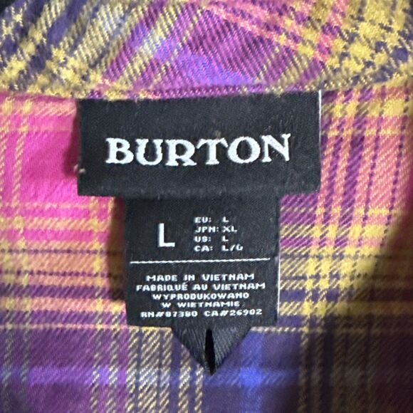 Burton Grace Long Sleeve Flannel Women’s Size Large Fuchsia Plaid - Picture 6 of 13